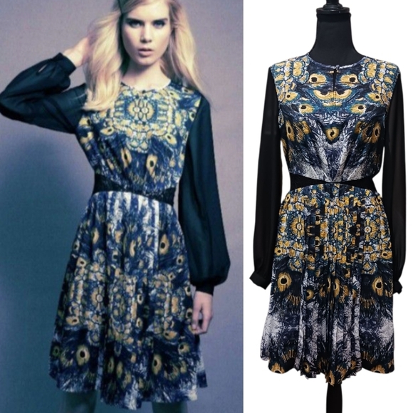 Nicole Richie Peacock Pleated Dress - Picture 1 of 9